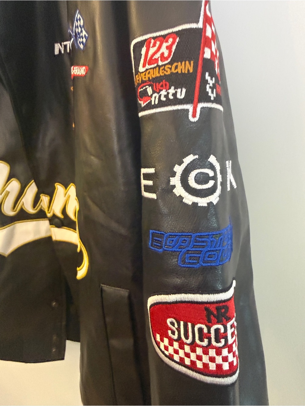 Aelfric Eden Black Varsity-Style 'Champs' Embroidered Bomber Jacket - Picture 3 of 6